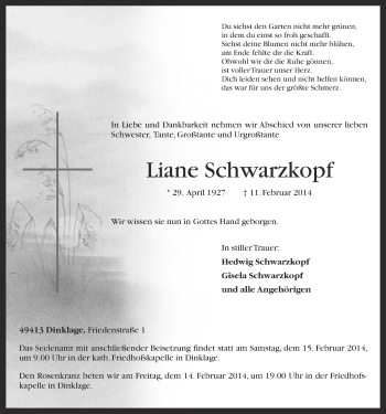 Anzeige von Liane Schwarzkopf von OM-Medien